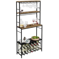 CARLA HOME Large Wine Rack 20 Bottles Wood Countertop Metal Frame