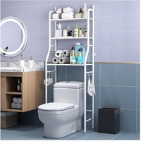 CARLA HOME 3-Tier Over Toilet Storage Rack with Hooks & Paper Holder