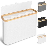 CARLA HOME Toilet Paper Storage Basket 12 Rolls Bamboo Lid - White