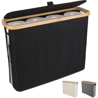 CARLA HOME Toilet Paper Storage Basket 12 Rolls Bamboo Lid - Black