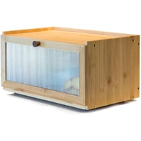 CARLA HOME Bamboo Bread Box, Kitchen Countertop Storage, Window Bread Holder