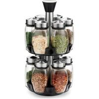 CARLA HOME Rotating Spice Rack Organizer with 16 Glass Jars