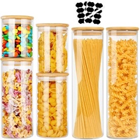CARLA HOME 6 Pack Glass Storage Jars with Bamboo Lids