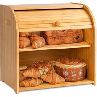 CARLA HOME Large Bamboo Bread Box with Roll Top