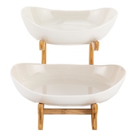 CARLA HOME 2-Tier Fruit Bowl with Bamboo Stand