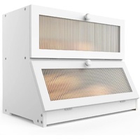 CARLA HOME Bamboo Bread Box Double Layer White Clear Window