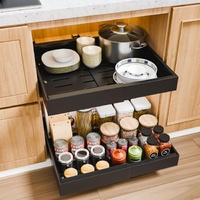 CARLA HOME Pull Out Cabinet Organizer 2 Pack Expandable Slide Out Shelves Black