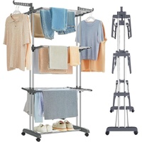 CARLA HOME Folding Clothes Drying Rack with Wheels & Adjustable Wings