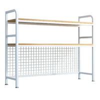 CARLA HOME 2-Tier Metal Desktop Hutch Bookshelf with Grid Panel