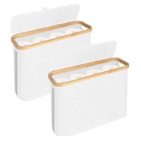 CARLA HOME Toilet Paper Storage Basket 12 Rolls Bamboo Lid - White