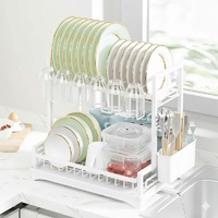 CARLA HOME 2 Tier Dish Drying Rack Drainer White