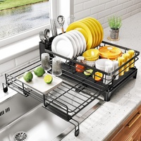 CARLA HOME Expandable Dish Drying Rack 1-Tier Drainage Spout
