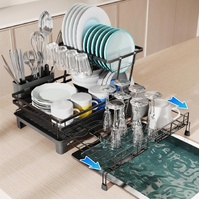 CARLA HOME Expandable Dish Drying Rack 2-Tier Drainage Spout