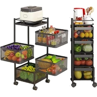 CARLA HOME 5-Tier Metal Rolling Vegetable & Fruit Basket Cart