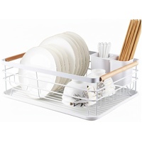 CARLA HOME Dish Drying Rack Wooden Handles Cutlery Holder Drainboard