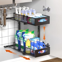CARLA HOME 2 Tier Under Sink Organizer Pull Out Sliding Cabinet Storage Shelf