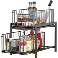CARLA HOME 2 Tier Sliding Cabinet Organizer Drawer Storage Rack