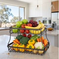 CARLA HOME 2-Tier Metal Fruit Basket Storage Bowl Kitchen Counter Organizer