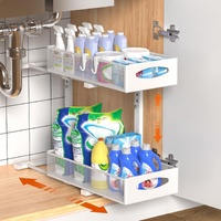 CARLA HOME 2-Tier Under Sink Organizer Sliding Cabinet Storage White