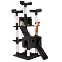 CARLA HOME 180cm Cat Tree Tower Dual Condos Sisal Posts & Ramps Black