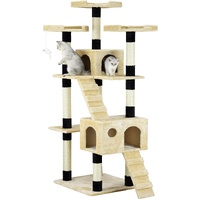 CARLA HOME 180cm Cat Tree Tower Dual Condos Sisal Posts & Ramps Beige