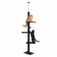 CARLA HOME Floor to Ceiling Cat Tree Tower Adjustable 230-286cm Black