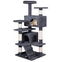 CARLA HOME 134cm Cat Tree Tower Dark Grey with Sisal Posts & Ramp