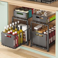 CARLA HOME Under Sink Organiser 2-Pack Sliding Drawers Adjustable