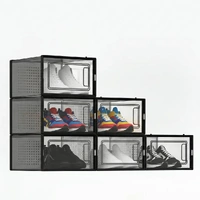 CARLA HOME 6-Pack Clear Stackable Shoe Storage Boxes - Black - Shoe Box Storage