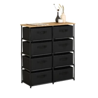 CARLA HOME 8 Drawer Fabric Storage Dresser - Steel Frame - Black - Storage Rack - Rustic