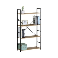 CARLA HOME 4 Tier Bookshelf - Industrial Display Shelf - Brown - Rustic - Steel - Living Room Office