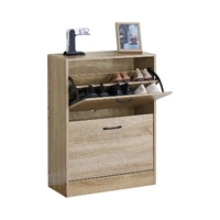 CARLA HOME 2 Flip Drawer Shoe Cabinet - Hidden Storage - Modern - Shoe Storage Cabinet - Oak