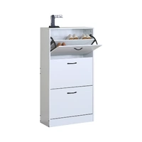 CARLA HOME 3 Flip Drawer Shoe Cabinet - Hidden Storage - Modern - Shoe Storage Cabinet - White