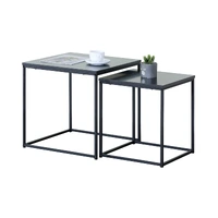 CARLA HOME Nesting Side Table Set of 2 - Black Steel Frame - Classic - Tables Living Room