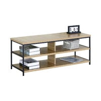 CARLA HOME Tv Stand 3 Tier Open Shelf Entertainment Console - Brown - Rustic - Steel