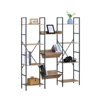 CARLA HOME 12 - Shelf Bookcase - Wood Metal Display Shelf - Brown - Rustic - Steel