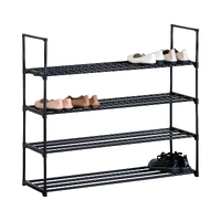 CARLA HOME 4 Tier Metal Shoe Rack - Free Standing Organiser - Black - Basic - Steel