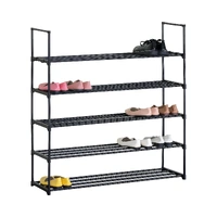 CARLA HOME 5 Tier Metal Shoe Rack - Free Standing Organiser - Black - Basic - Steel