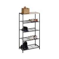 CARLA HOME 5 Tier Shoe Rack - Metal Mesh Organiser - Rustic Brown - Steel - Metal Mesh Shelves