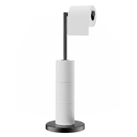 CARLA HOME Toilet Paper Holder Stand with Storage - Black - METAL - Bathroom Accessories Toilet Paper Holders