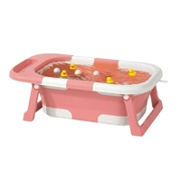 CARLA HOME Foldable Baby Bath Tub with Collapsible Toddler - Pink