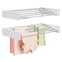 CARLA HOME Wall Mounted Clothes Drying Rack - Foldable - Balcony Folding Clothes - White