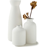 VIKUS Ceramic Set of 3 Modern White Vases Home Décor