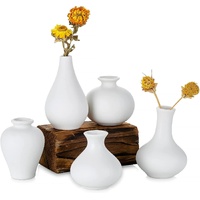 VIKUS Ceramic Set of 5 White Vases Home Décor