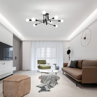 VIKUS Modern Semi Flush Chandelier 8 Light Black