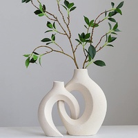 VIKUS Ceramic Set of 2 White Vases Home Décor