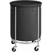 VIKUS Steel Frame Laundry Basket with Wheels Black