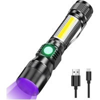 7 Modes Waterproof Rechargeable UV Flashlight Torch Camping Light
