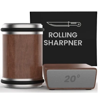 Premium Rolling Knife Sharpener in Black, Manual, Stainless Steel, 14x12x6cm