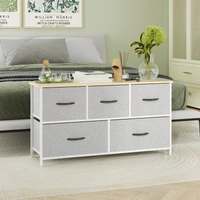 Black Chest of 5 Drawers Storage Cabinet Dresser Unit for Living Room or Bedroom